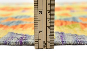 Multicolored Geometric Reversible 3X13 Kilim Oriental Runner Rug