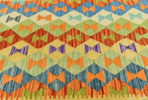 Multicolored Geometric Reversible 3X13 Kilim Oriental Runner Rug