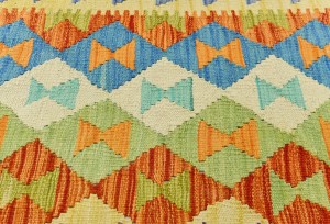 Multicolored Geometric Reversible 3X13 Kilim Oriental Runner Rug