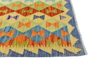 Multicolored Geometric Reversible 3X13 Kilim Oriental Runner Rug