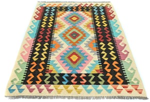 Multicolored Geometric Reversible 3X5 Kilim Oriental Rug