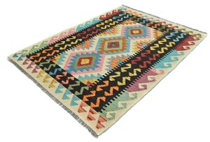 Multicolored Geometric Reversible 3X5 Kilim Oriental Rug