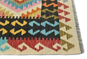 Multicolored Geometric Reversible 3X5 Kilim Oriental Rug