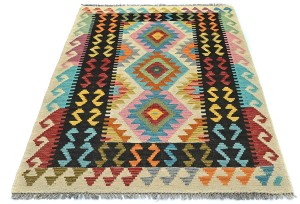 Multicolored Geometric Reversible 3X5 Kilim Oriental Rug