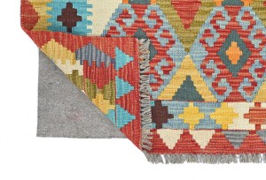 Multicolored Geometric Reversible 3X5 Kilim Oriental Rug