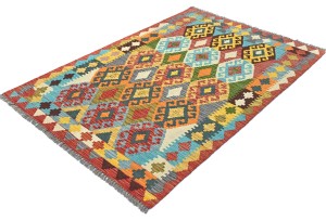 Multicolored Geometric Reversible 3X5 Kilim Oriental Rug