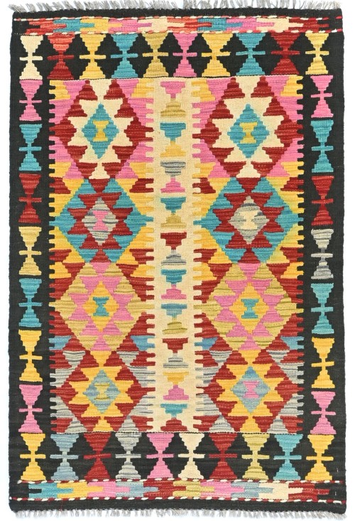 Multicolored Geometric Reversible 3X5 Kilim Oriental Rug