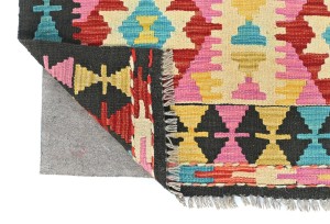 Multicolored Geometric Reversible 3X5 Kilim Oriental Rug