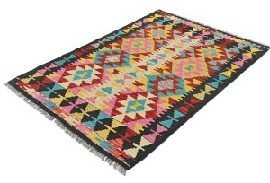 Multicolored Geometric Reversible 3X5 Kilim Oriental Rug