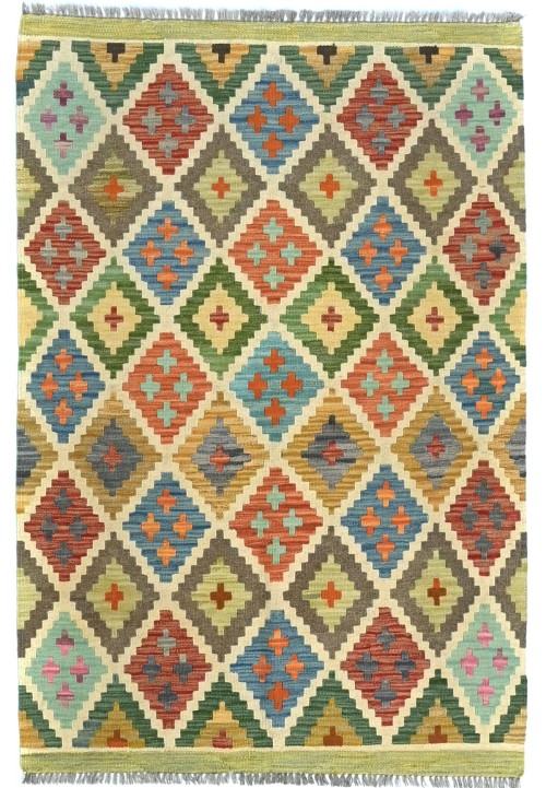 Multicolored Geometric Reversible 3X5 Kilim Oriental Rug