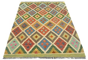 Multicolored Geometric Reversible 3X5 Kilim Oriental Rug