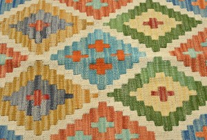 Multicolored Geometric Reversible 3X5 Kilim Oriental Rug