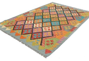 Multicolored Geometric Reversible 4X6 Kilim Oriental Rug