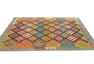 Multicolored Geometric Reversible 4X6 Kilim Oriental Rug