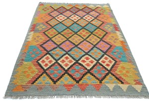 Multicolored Geometric Reversible 4X6 Kilim Oriental Rug