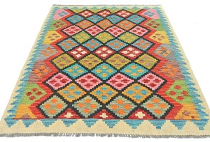 Multicolored Geometric Reversible 4X6 Kilim Oriental Rug