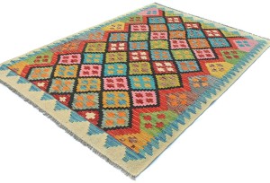 Multicolored Geometric Reversible 4X6 Kilim Oriental Rug