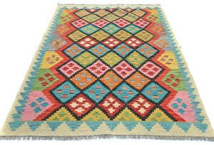 Multicolored Geometric Reversible 4X6 Kilim Oriental Rug