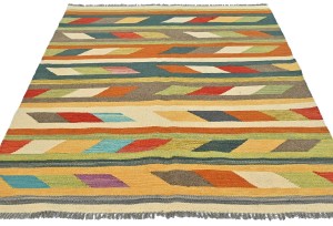 Multicolored Geometric Reversible 4X6 Kilim Oriental Rug
