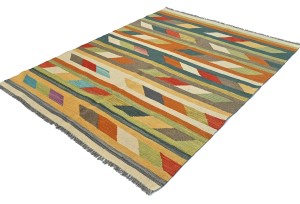 Multicolored Geometric Reversible 4X6 Kilim Oriental Rug