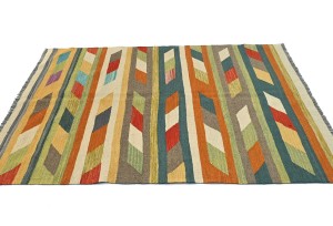 Multicolored Geometric Reversible 4X6 Kilim Oriental Rug