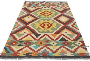 Multicolored Geometric Reversible 4X6 Kilim Oriental Rug