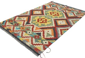 Multicolored Geometric Reversible 4X6 Kilim Oriental Rug
