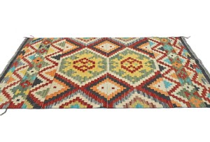 Multicolored Geometric Reversible 4X6 Kilim Oriental Rug