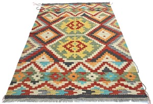 Multicolored Geometric Reversible 4X6 Kilim Oriental Rug