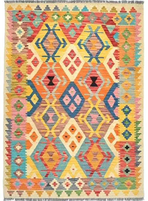 Multicolored Geometric Reversible 4X5'6 Kilim Oriental Rug