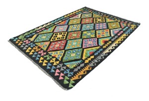Multicolored Geometric Reversible 4x6 Kilim Oriental Rug