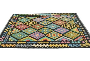 Multicolored Geometric Reversible 4x6 Kilim Oriental Rug