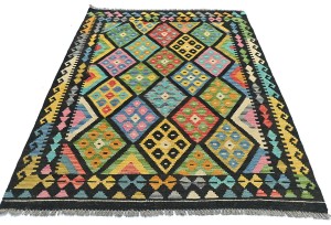 Multicolored Geometric Reversible 4x6 Kilim Oriental Rug