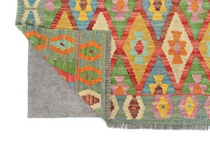 Multicolored Geometric Reversible 5'6 X 6'9 Kilim Oriental Rug