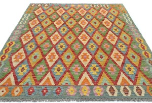 Multicolored Geometric Reversible 5'6 X 6'9 Kilim Oriental Rug