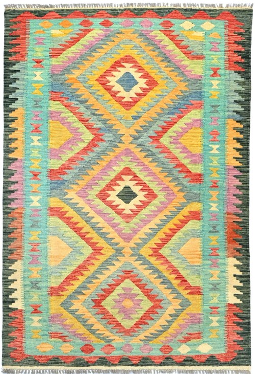 Multicolored Geometric Reversible 5X7 Kilim Oriental Rug