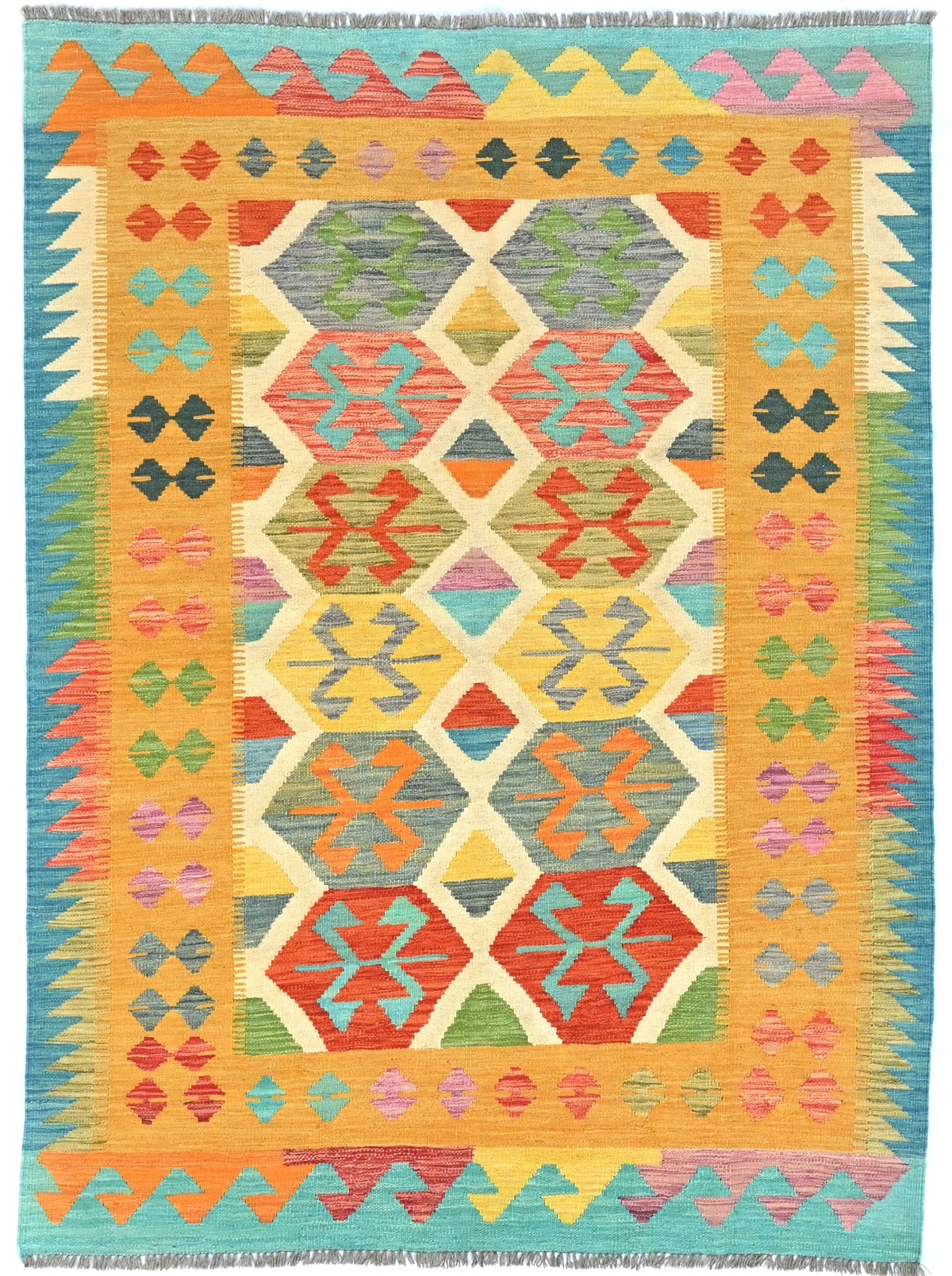 Multicolored Geometric Reversible 5X7 Kilim Oriental Rug