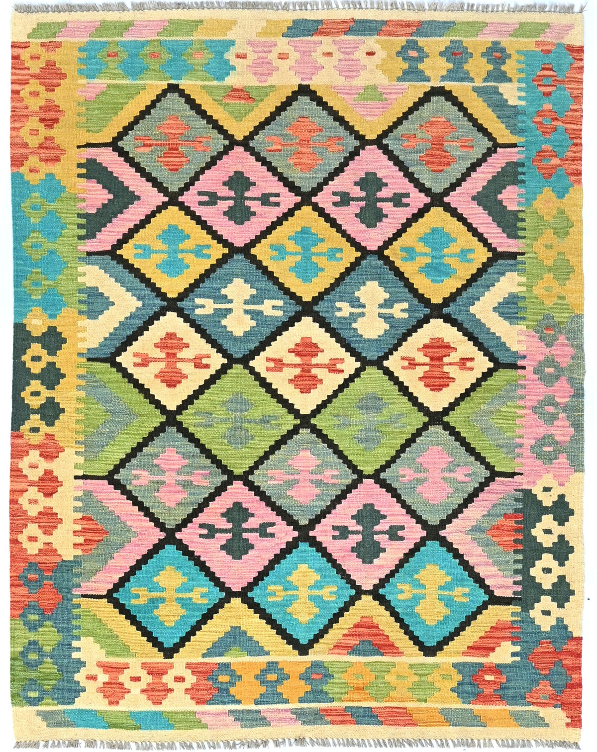 Multicolored Geometric Reversible 5X6'5 Kilim Oriental Rug