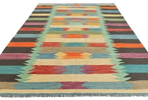 Multicolored Geometric Reversible 7X10 Kilim Oriental Rug