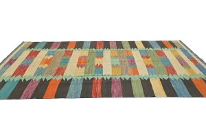 Multicolored Geometric Reversible 7X10 Kilim Oriental Rug