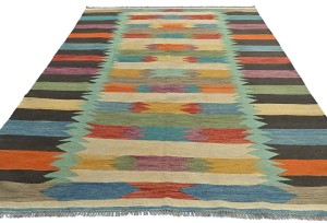 Multicolored Geometric Reversible 7X10 Kilim Oriental Rug