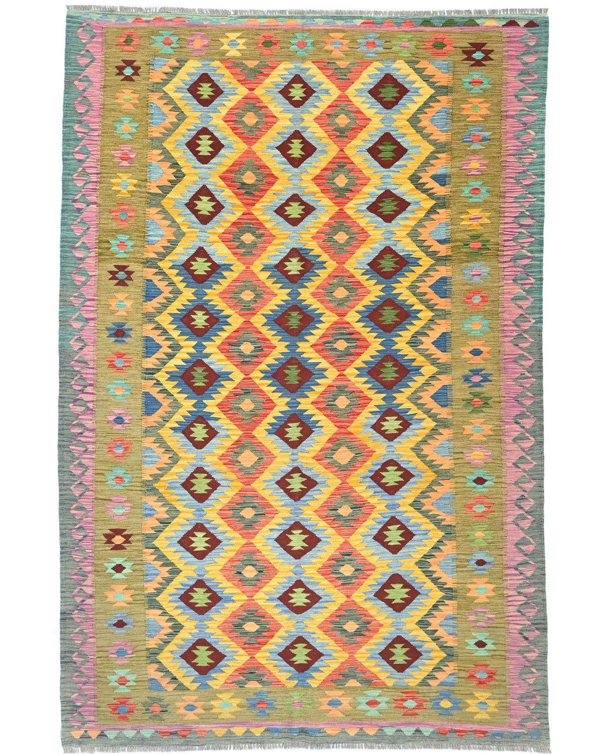 Multicolored Geometric Reversible 7X10 Kilim Oriental Rug