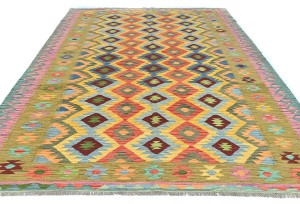 Multicolored Geometric Reversible 7X10 Kilim Oriental Rug