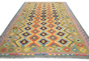 Multicolored Geometric Reversible 7X10 Kilim Oriental Rug