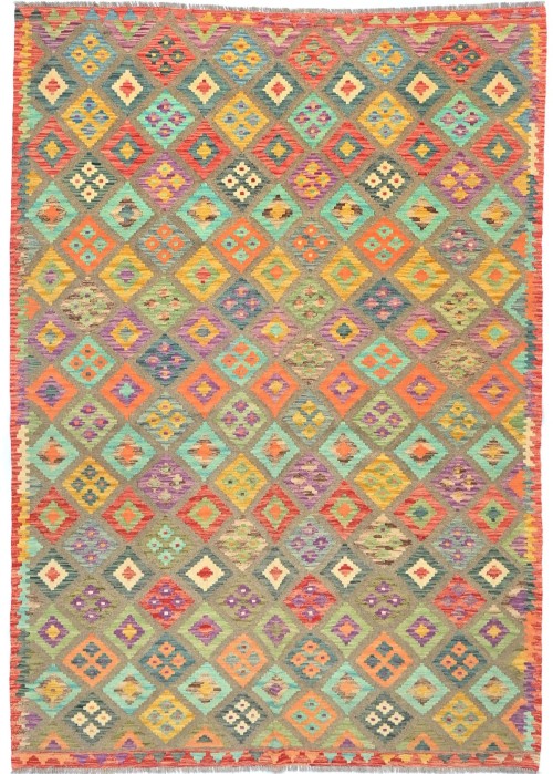 Multicolored Geometric Reversible 6'8X9'5 Kilim Oriental Rug