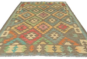 Multicolored Geometric Reversible 6'7X9'6 Kilim Oriental Rug