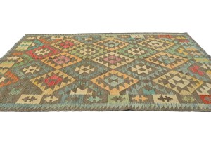 Multicolored Geometric Reversible 6'7X9'6 Kilim Oriental Rug