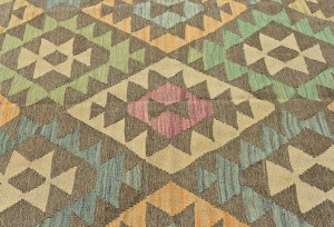 Multicolored Geometric Reversible 6'7X9'6 Kilim Oriental Rug