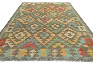 Multicolored Geometric Reversible 6'7X9'6 Kilim Oriental Rug