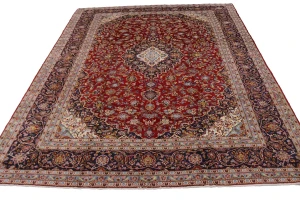 Vintage Red Traditional 10X14 Kashan Persian Rug